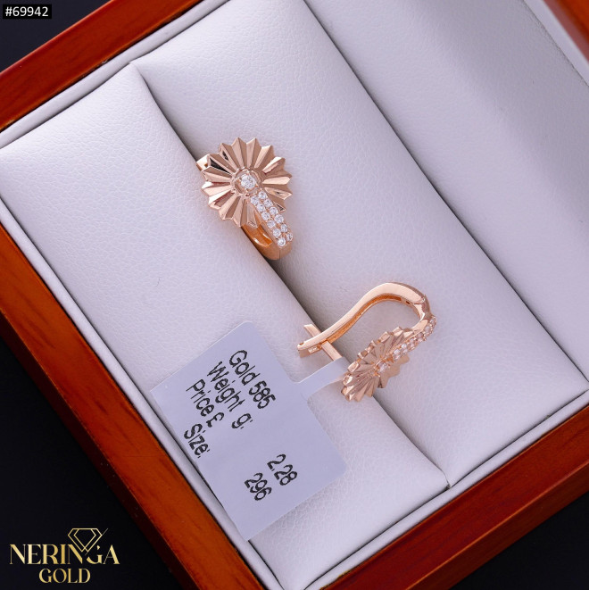 Rose gold english lock earrings #69942