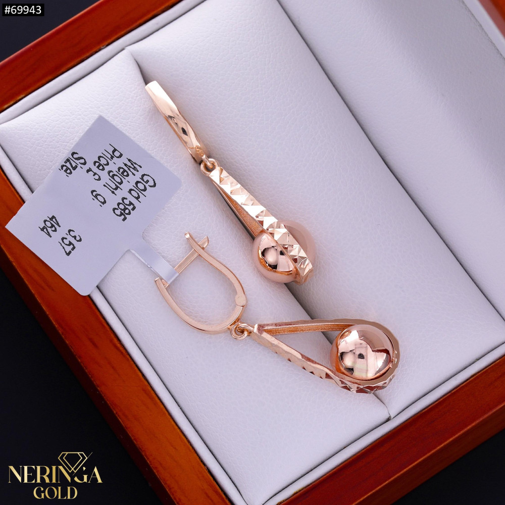 Rose gold english lock earrings #69943
