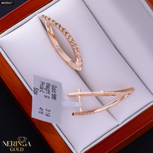 Rose gold english lock earrings #69947
