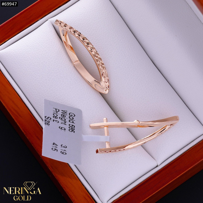 Rose gold english lock earrings #69947