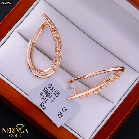 Rose gold english lock earrings #69949