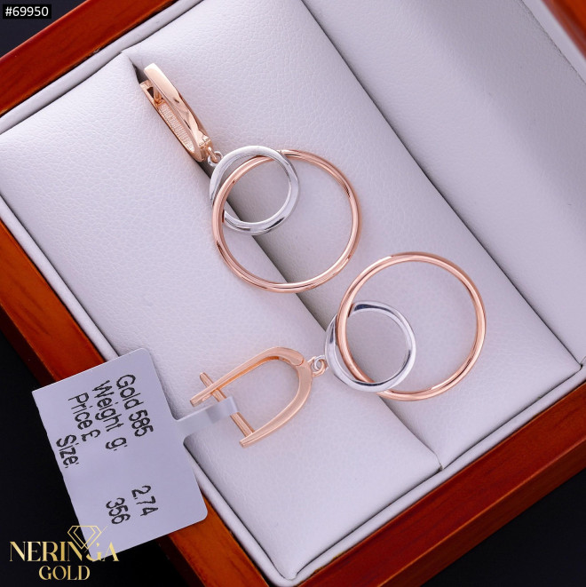 White rose gold english lock earrings #69950
