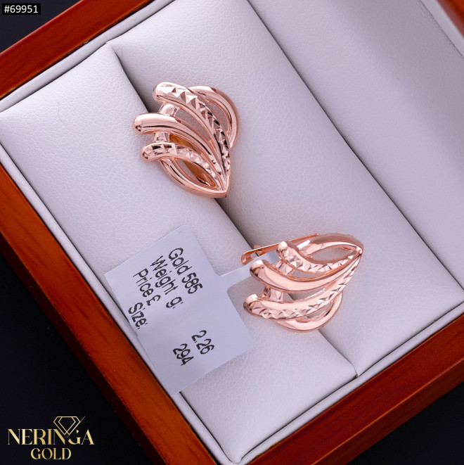 Rose gold english lock earrings #69951