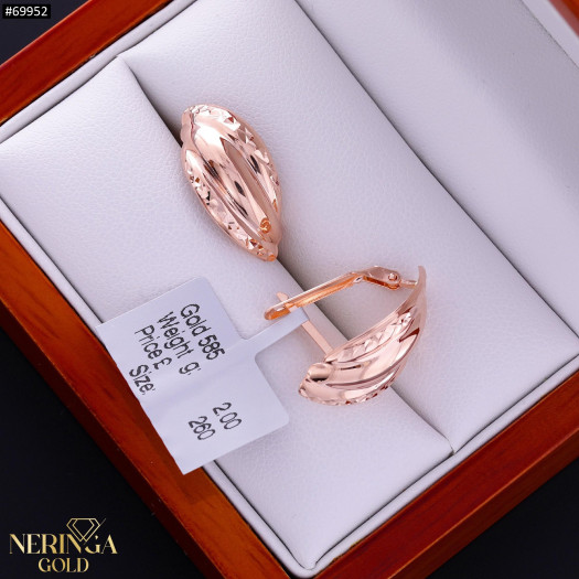 Rose gold english lock earrings #69952