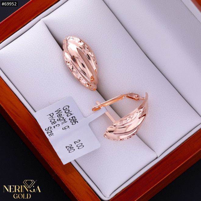 Rose gold english lock earrings #69952