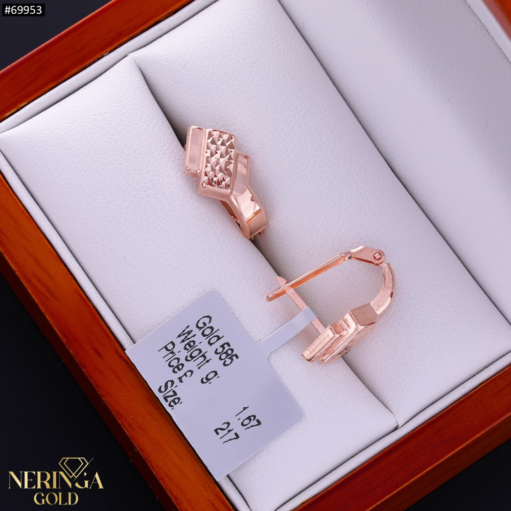 Rose gold english lock earrings #69953