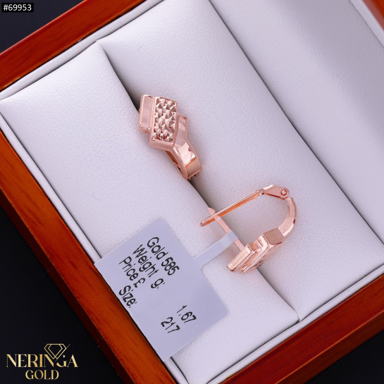Rose gold english lock earrings #69953