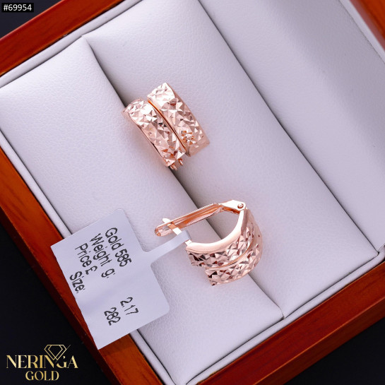 Rose gold english lock earrings #69954