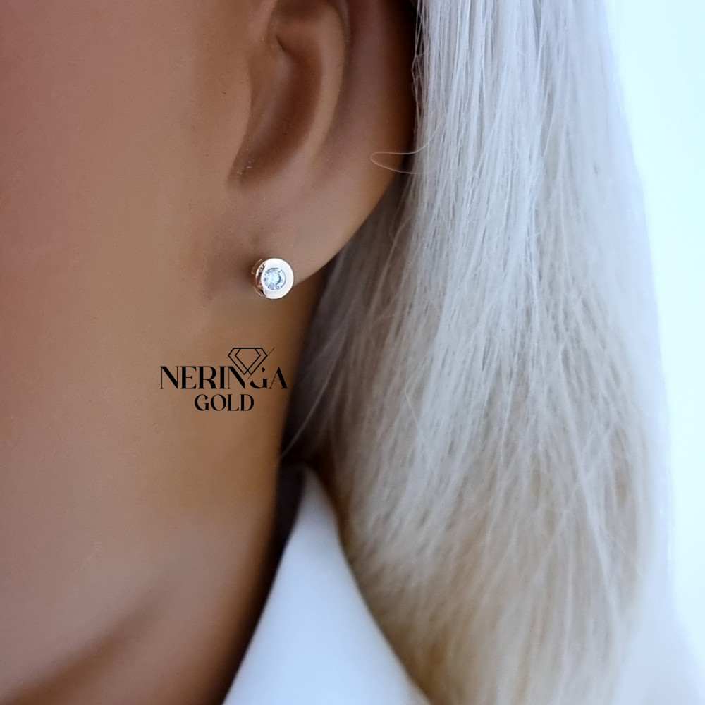 Rose gold stud earrings #70048