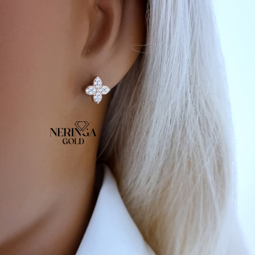 Rose gold stud earrings #70052