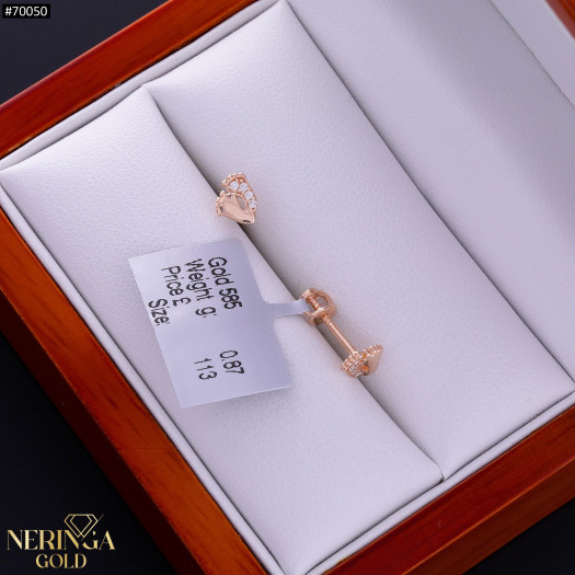 Rose gold stud earrings #70050