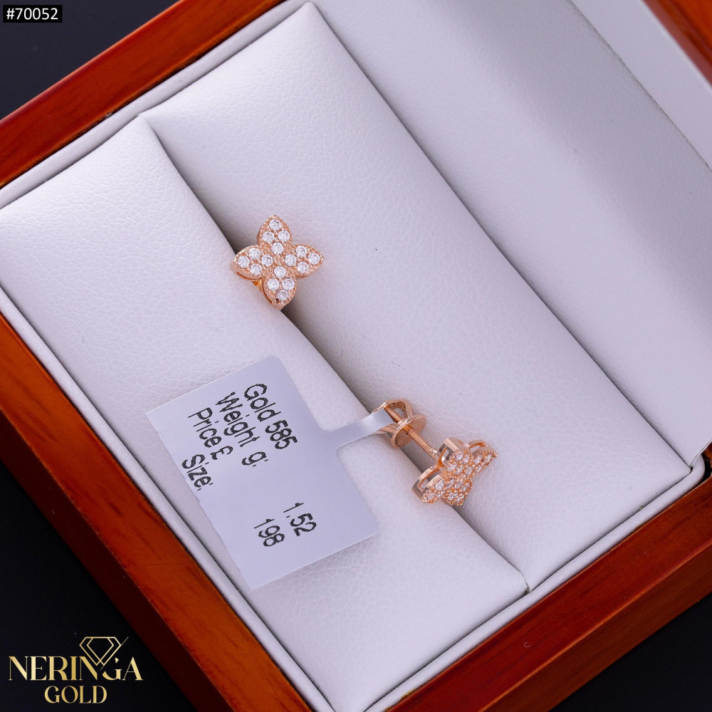 Rose gold stud earrings #70052
