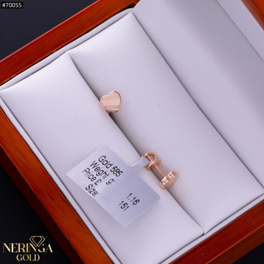 Rose gold stud earrings #70055