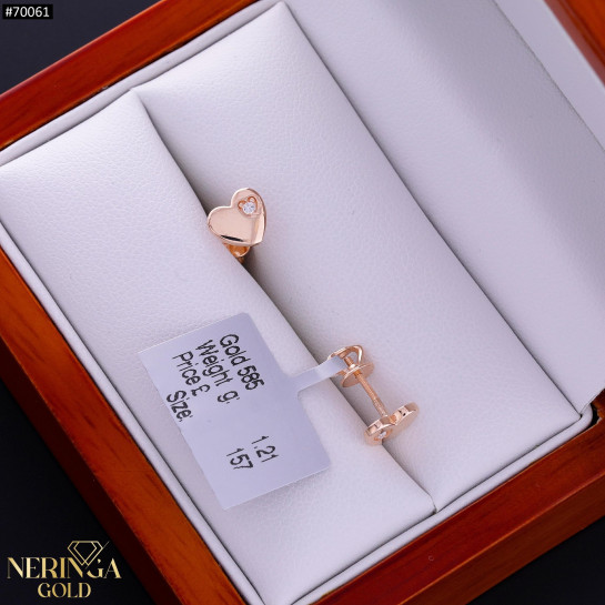 Rose gold stud earrings #70061
