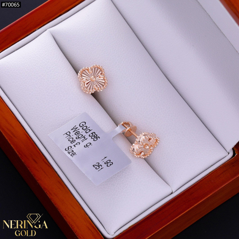 Rose gold stud earrings #70065