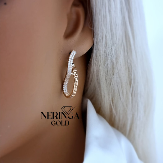 Rose gold english lock earrings #70166