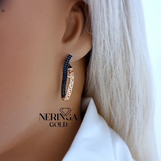 Rose gold english lock earrings #70167