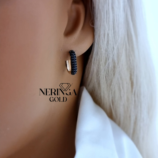 Rose gold english lock earrings #70163