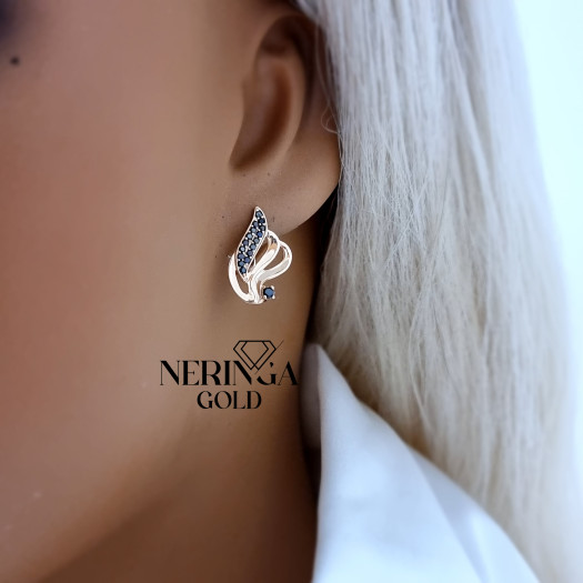 Rose gold english lock earrings #70169