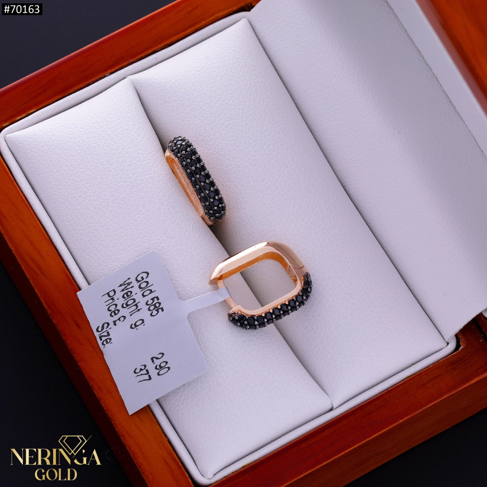 Rose gold english lock earrings #70163