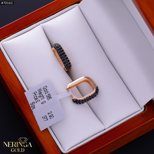 Rose gold english lock earrings #70163
