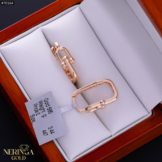 Rose gold english lock earrings #70164