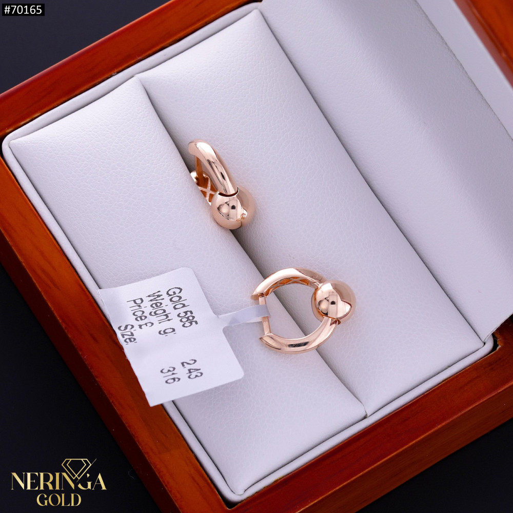 Rose gold english lock earrings #70165