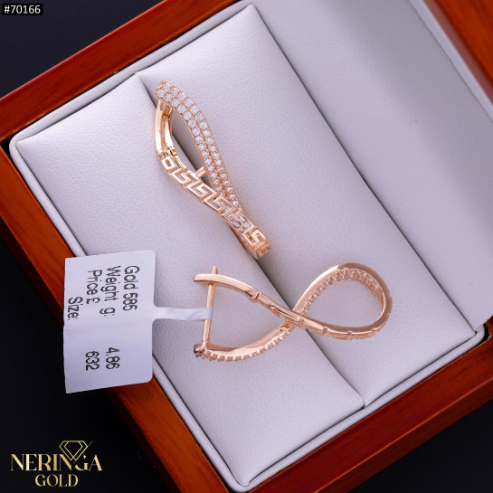 Rose gold english lock earrings #70166