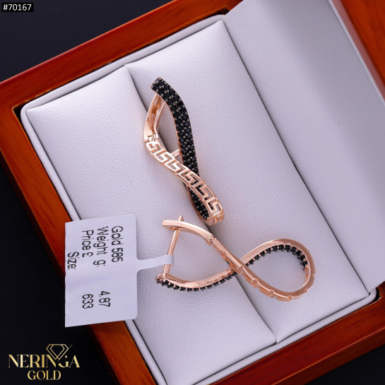 Rose gold english lock earrings #70167