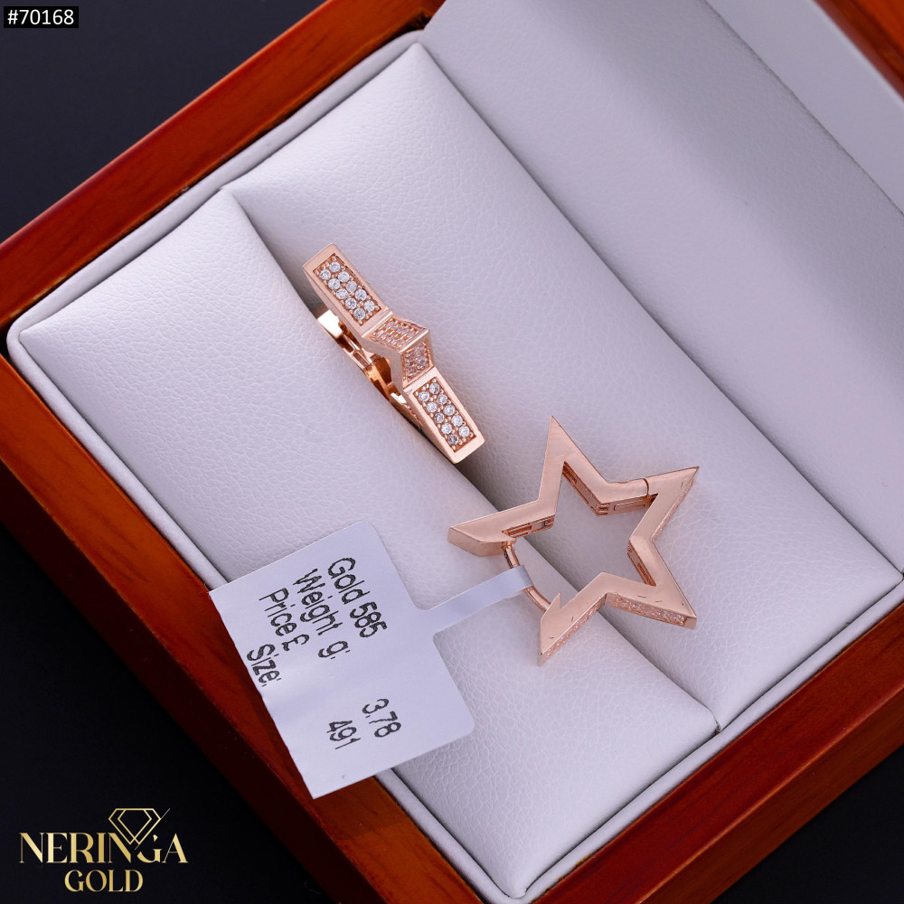 Rose gold english lock earrings #70168