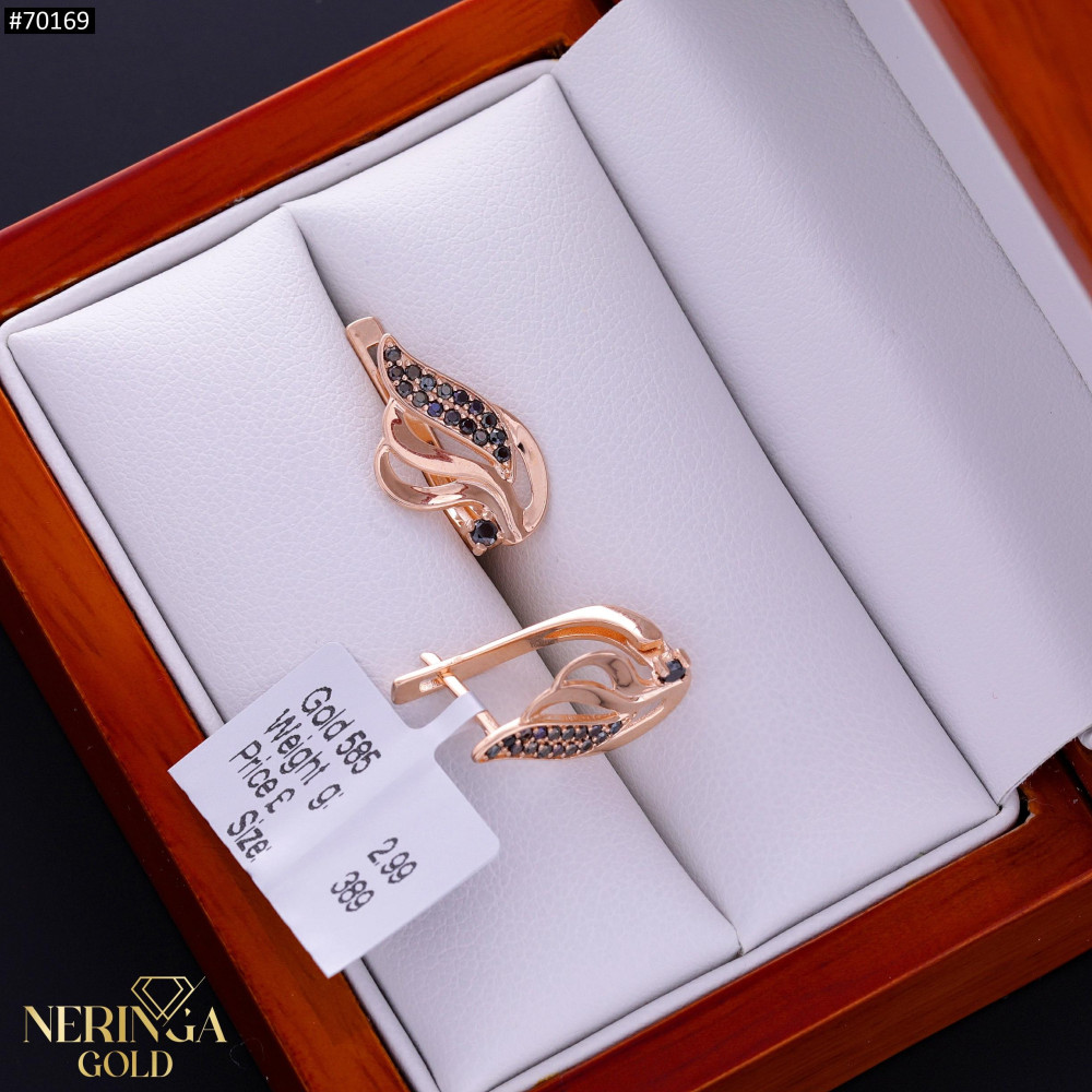 Rose gold english lock earrings #70169