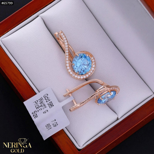 Rose gold english lock earrings #65799