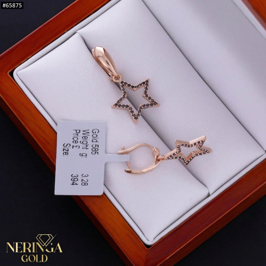 Rose gold english lock earrings #65875