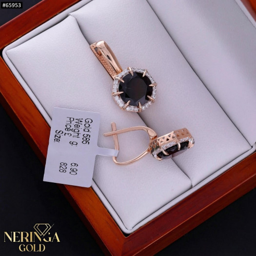 Rose gold english lock earrings #65953