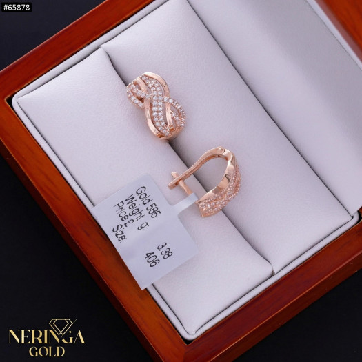 Rose gold english lock earrings #65878