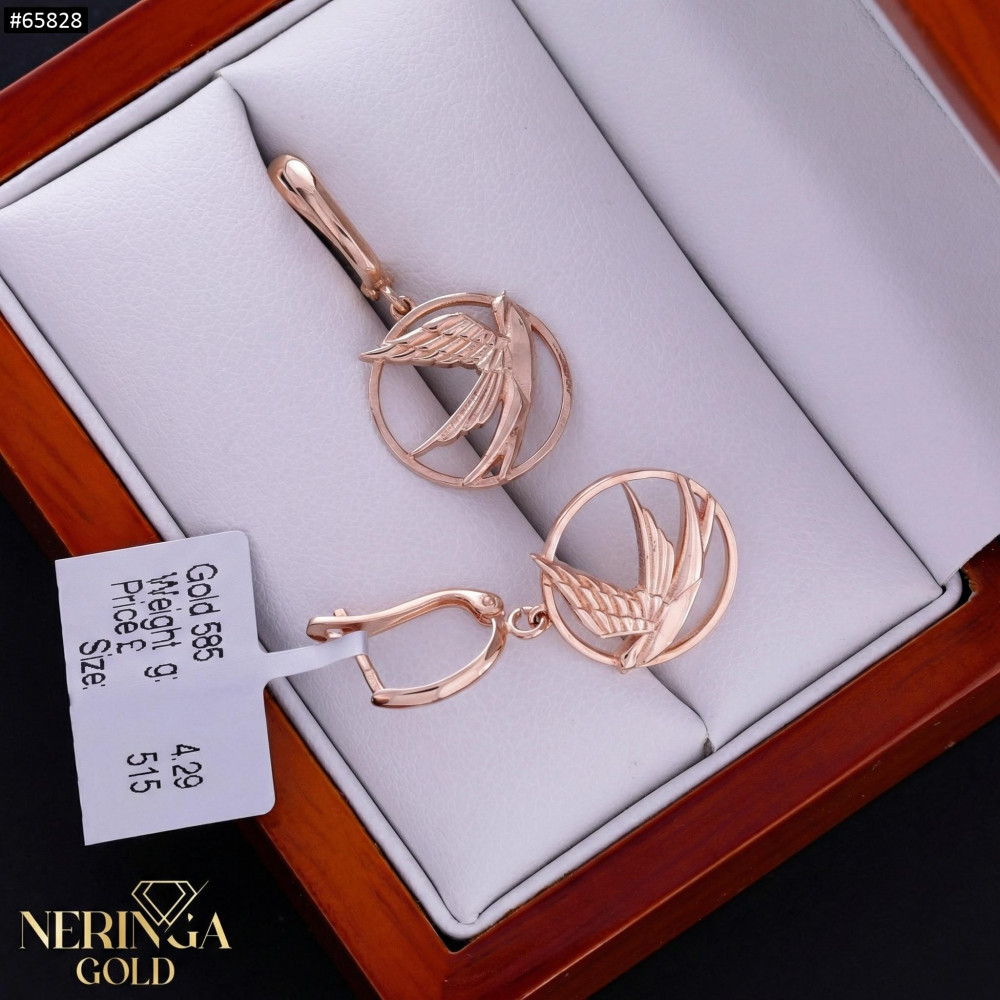 Rose gold english lock earrings #65828