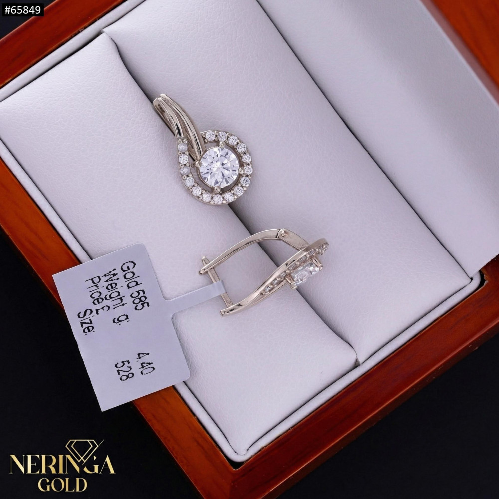 White gold english lock earrings #65849