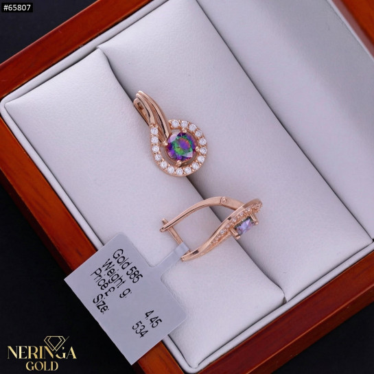 Rose gold english lock earrings #65807