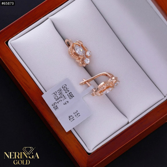 Rose gold english lock earrings #65873