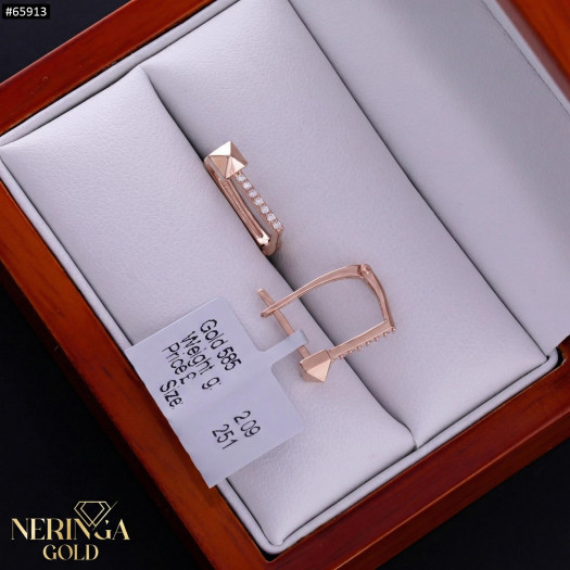 Rose gold english lock earrings #65913