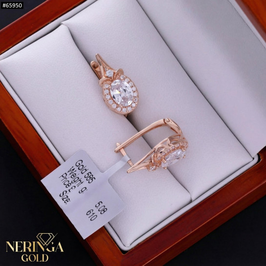 Rose gold english lock earrings #65950