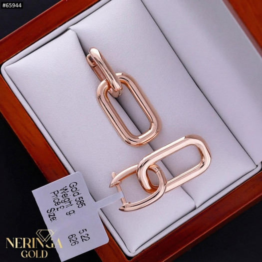 Rose gold english lock earrings #65944