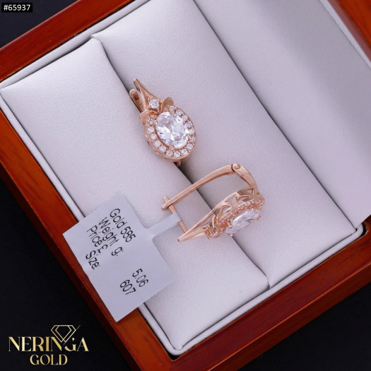 Rose gold english lock earrings #65937