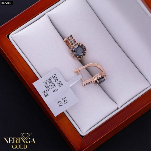 Rose gold english lock earrings #65880
