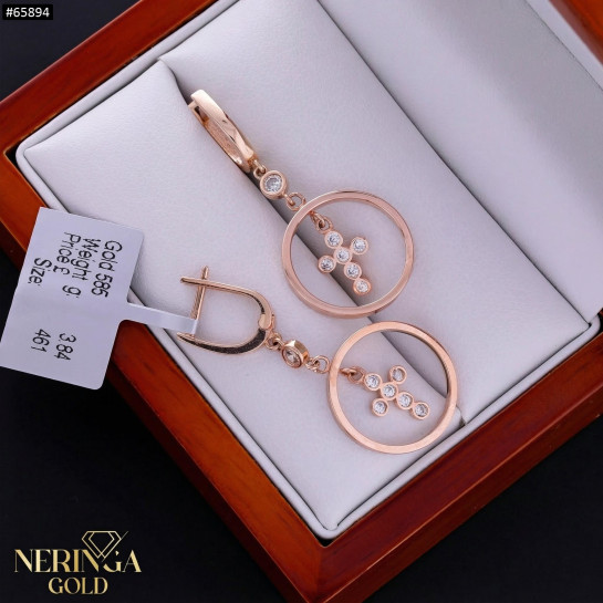 Rose gold english lock earrings #65894