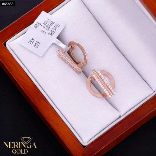 Rose gold english lock earrings #65855