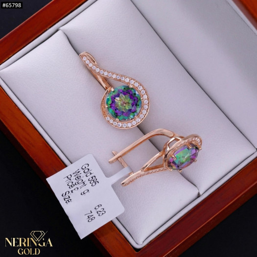 Rose gold english lock earrings #65798