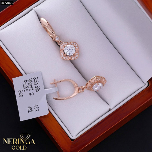 Rose gold english lock earrings #65846
