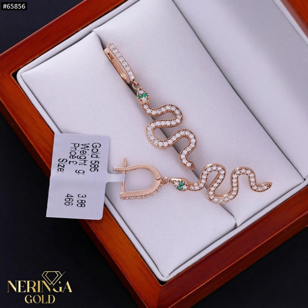 Rose gold english lock earrings #65856