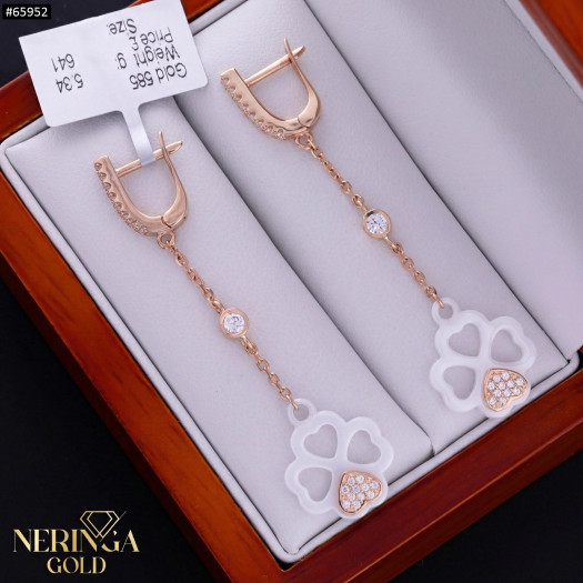 Rose gold english lock earrings #65952